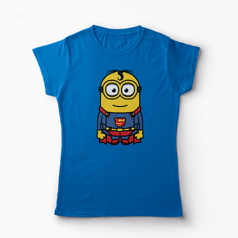 Tricou Minion Superman - Femei-Albastru Regal